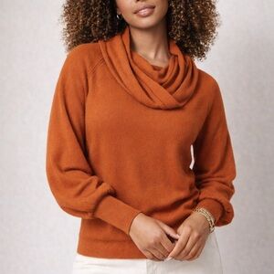 Anthropologie Rust merino wool cowl neck sweater